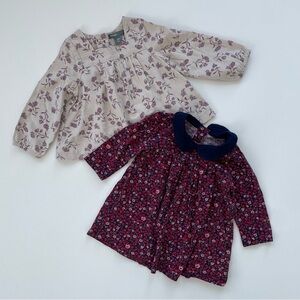 Baby Gap Baby Girl Cream Corduroy Red Floral Tops LOT OF TWO Size 6-12 Months